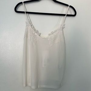 Zara • NWT White Tank Top with Lace Detail and Adjustable Strap Size Small